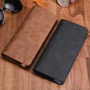 Unisex Brown Black Leather Wallet for United States and CHF Markets - Long Style Wallets Stylish Coin Control united