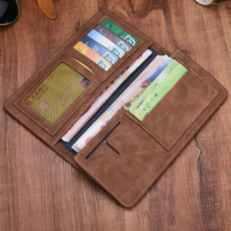 Unisex Brown Black Leather Wallet for United States and CHF Markets - Long Style Wallets Stylish Coin Control united