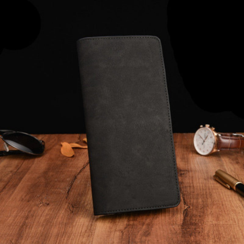 Unisex Brown Black Leather Wallet for United States and CHF Markets - Long Style Wallets Stylish Coin Control united