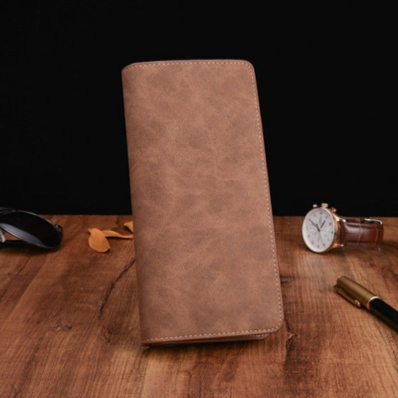 Unisex Brown Black Leather Wallet for United States and CHF Markets - Long Style Wallets Stylish Coin Control united