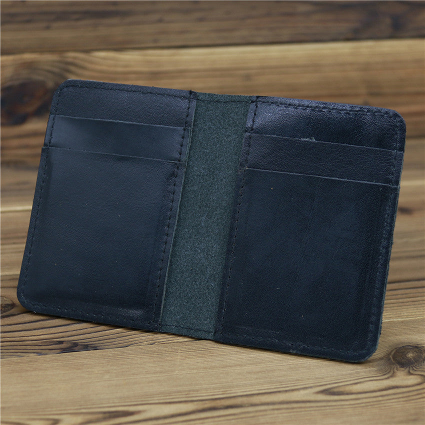 Unisex Cowhide Card Case Wallet with 2 Fold Open Mouth Design - That’s Tougher Than Your Ex cowhide card case