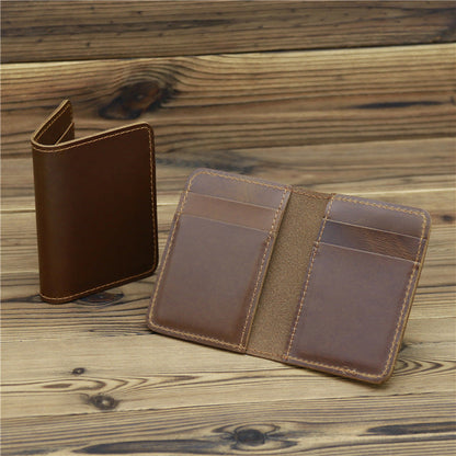 Unisex Cowhide Card Case Wallet with 2 Fold Open Mouth Design - That’s Tougher Than Your Ex cowhide card case