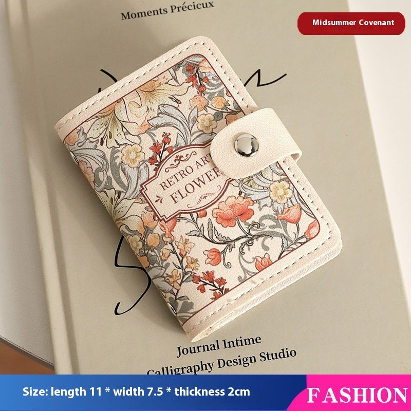 Unisex Floral Synthetic Leather Card Holder with Buckles for Home Storage - Whimsical Flower Power Everyone united