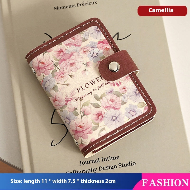 Unisex Floral Synthetic Leather Card Holder with Buckles for Home Storage - Whimsical Flower Power Everyone united