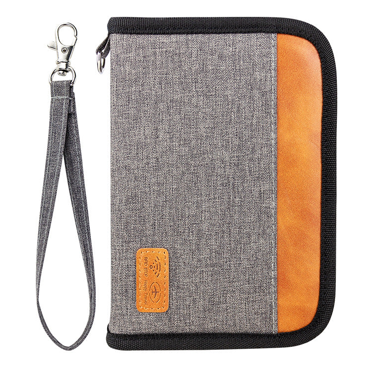 Unisex RFID Blocking Oxford Wallet Small Slim Anti Theft Card Holder Black Gray