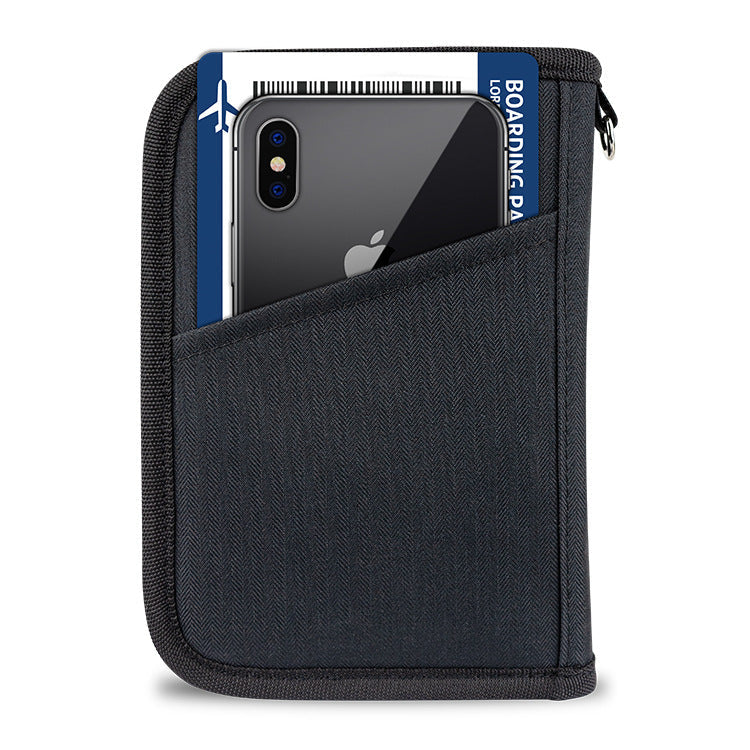 Unisex RFID Blocking Oxford Wallet Small Slim Anti Theft Card Holder Black Gray