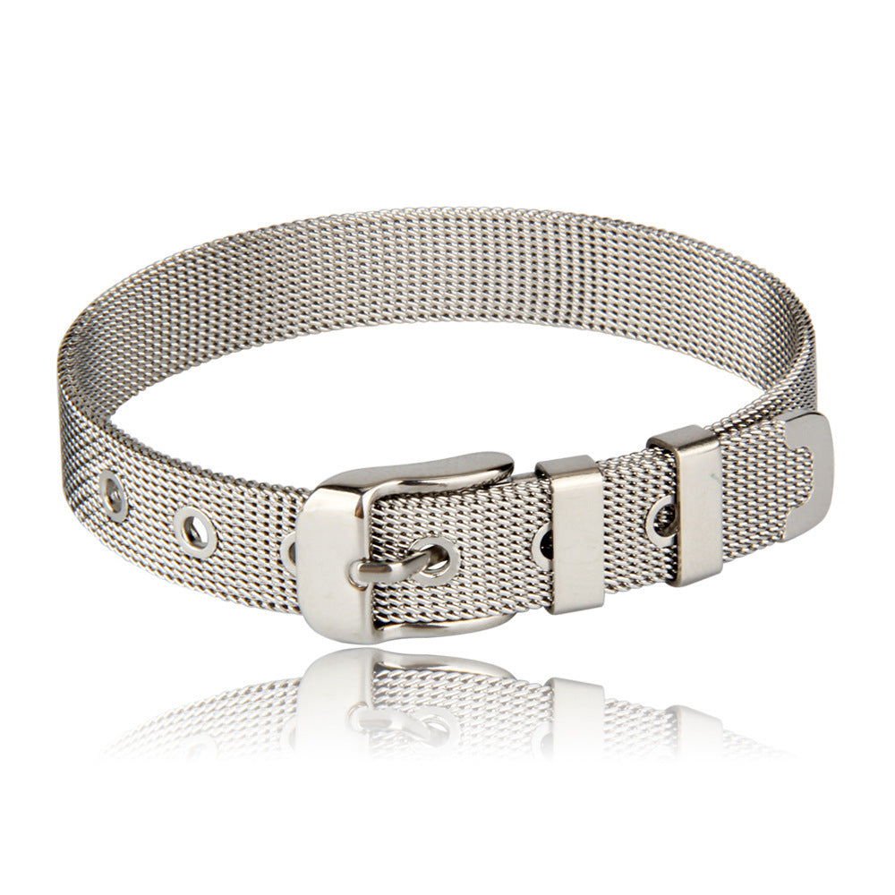 Unisex Titanium Steel Strap Smooth Bracelet with Geometric Design - stainless steel strap mesh smooth bracelet