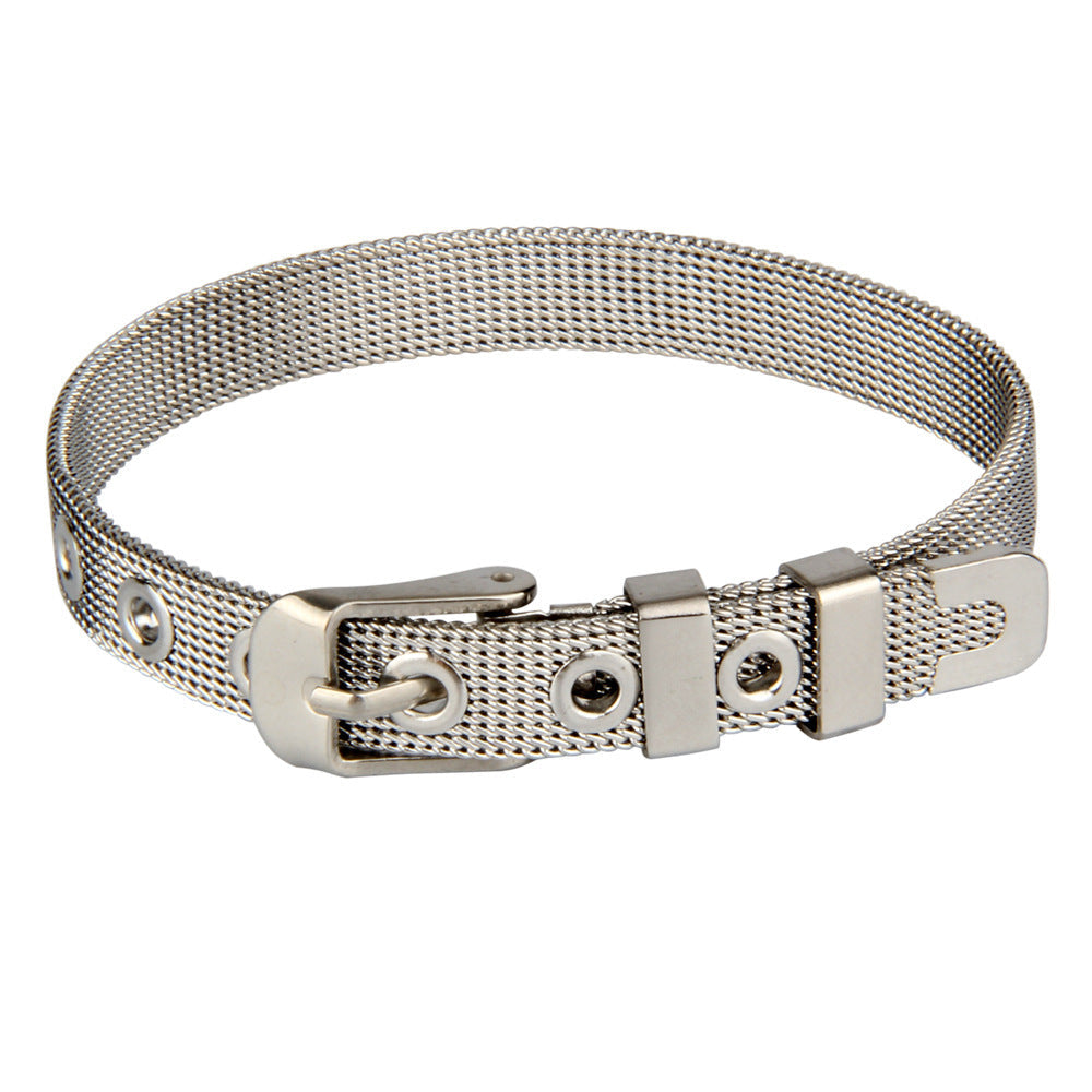 Unisex Titanium Steel Strap Smooth Bracelet with Geometric Design - stainless steel strap mesh smooth bracelet