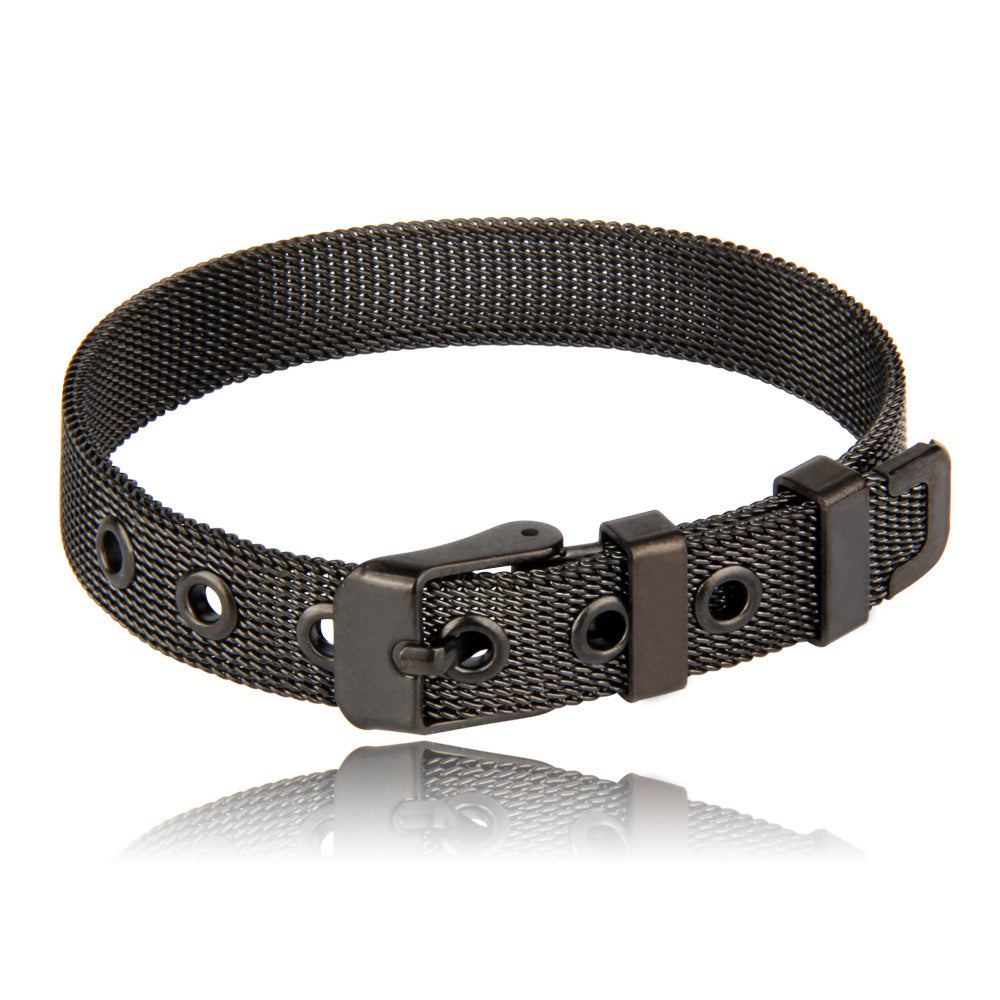 Unisex Titanium Steel Strap Smooth Bracelet with Geometric Design - stainless steel strap mesh smooth bracelet