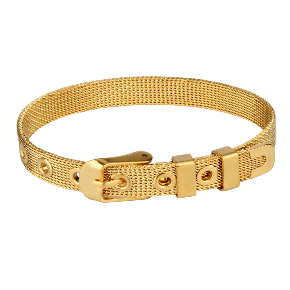 Unisex Titanium Steel Strap Smooth Bracelet with Geometric Design - stainless steel strap mesh smooth bracelet