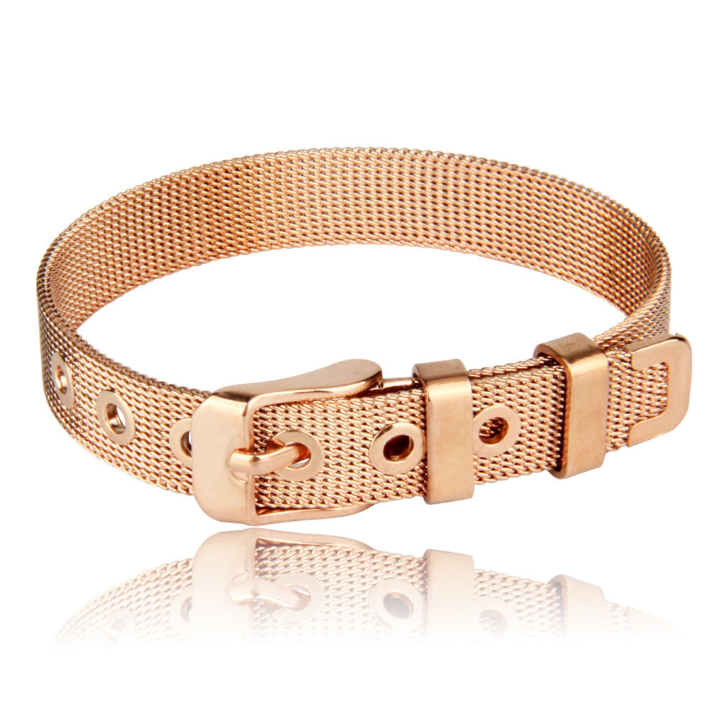 Unisex Titanium Steel Strap Smooth Bracelet with Geometric Design - stainless steel strap mesh smooth bracelet