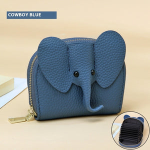 Unisex Zipper Wallet in Polyester Denim with Multiple Color Options for the United States - Trendy Elephants