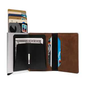 United States Card Holder with Magnetic Buckle and PU Leather Finish - Swipe Away Theft This Sneaky united states chf
