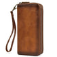 United States Crazy Horse Leather Lining in Polyester with Dark Brown and Pattern Options - Men’s Wallet Brushed