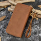 United States Crazy Horse Leather Lining in Polyester with Dark Brown and Pattern Options - Men’s Wallet Brushed