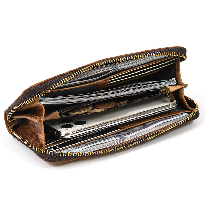 United States Crazy Horse Leather Wallet with Polyester Cotton Lining - Rock Your Style Retro united states chf crazy