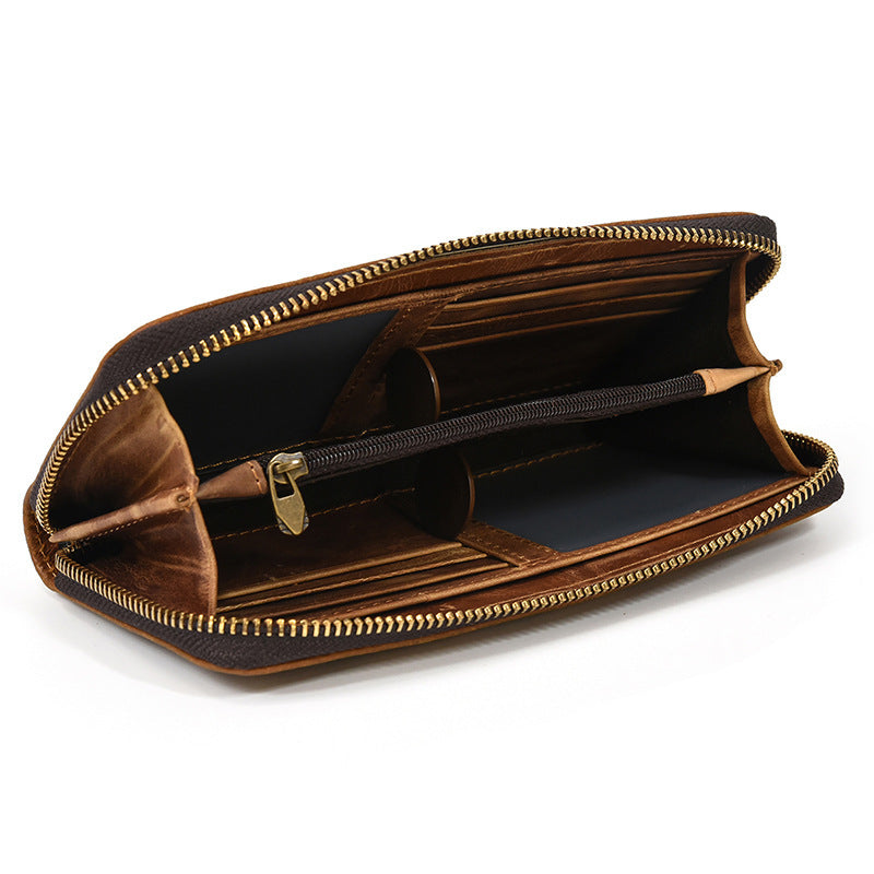 United States Crazy Horse Leather Wallet with Polyester Cotton Lining - Rock Your Style Retro united states chf crazy