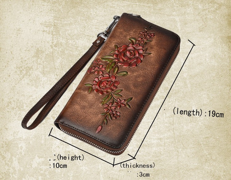 United States Flower Leather Wallet for Women CHF Packing Handbag - Cattlehide Chic the Fancy Cow Lover united states