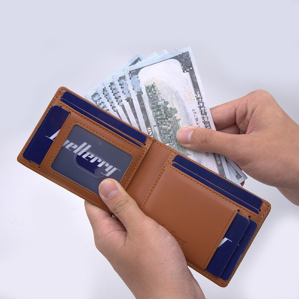 United States Leather Wallet Short with Anti-Theft Card Slots and Polyester Lining - Meet Your New Simple Stylish
