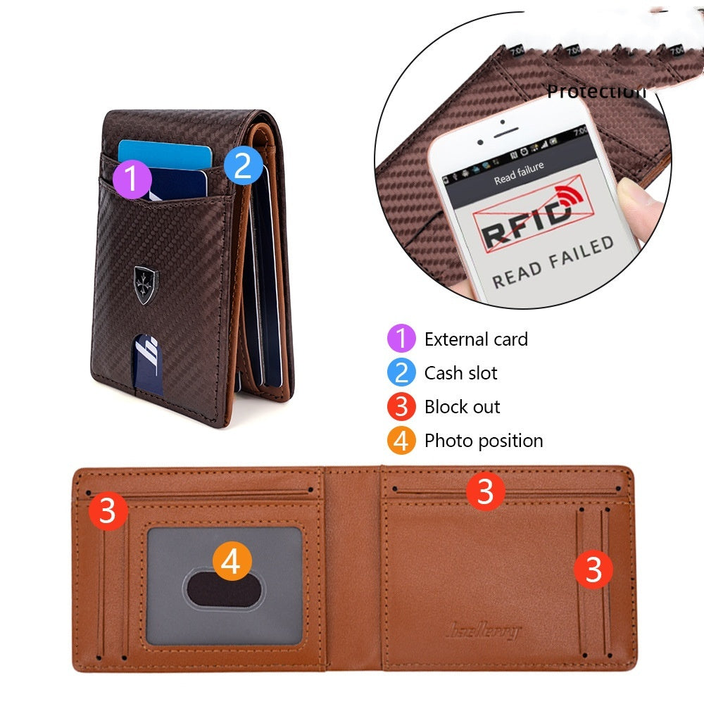 United States Leather Wallet Short with Anti-Theft Card Slots and Polyester Lining - Meet Your New Simple Stylish