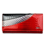 United States Leather Wallet with Crocodile Pattern and Genuine Cow Split - Wallet: Fashionable Snaps Crocs united