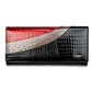 United States Leather Wallet with Crocodile Pattern and Genuine Cow Split - Wallet: Fashionable Snaps Crocs united