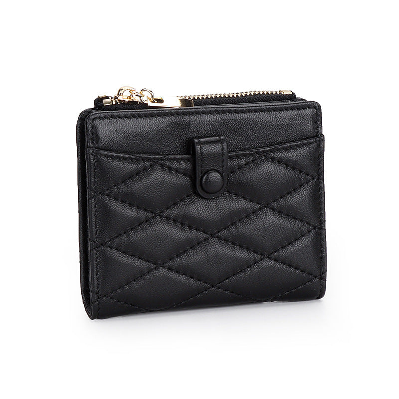 United States Sheepskin Card Bag for Women with Big Money Clip and Zipper Grid - Ladies Who Love Style Fun united