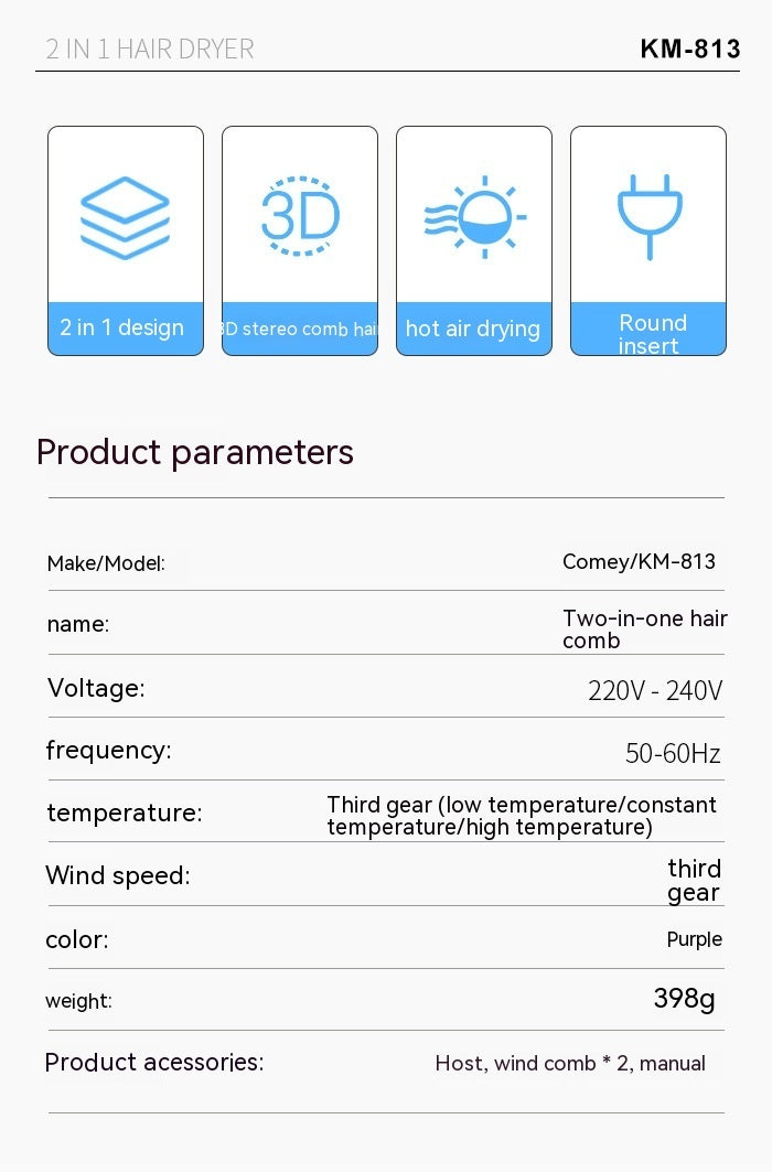 United States Thermal Straight Comb for Dry and Wet Hair Control - united states chf straight comb