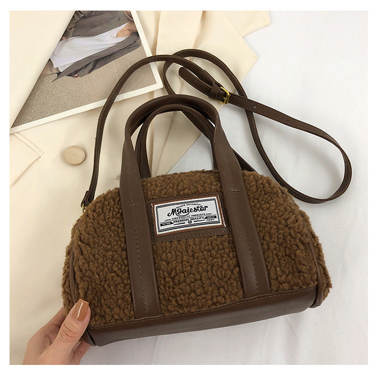 United States Woolen Crossbody Bag with Lamb Wool and Polyester Lining - Teleplus united states chf lamb wool