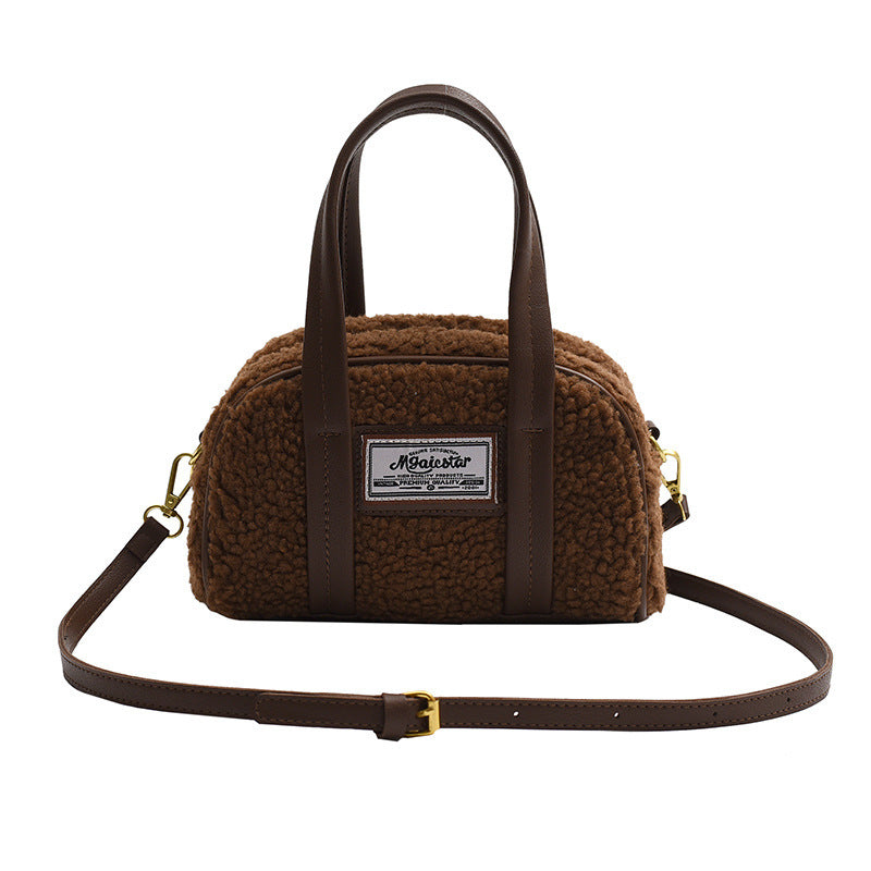 United States Woolen Crossbody Bag with Lamb Wool and Polyester Lining - Teleplus united states chf lamb wool