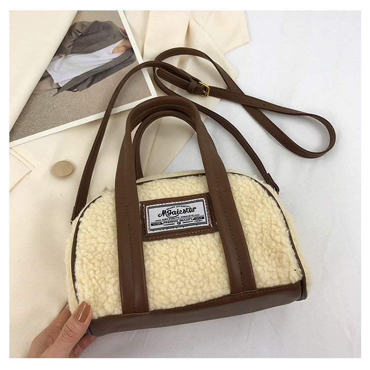 United States Woolen Crossbody Bag with Lamb Wool and Polyester Lining - Teleplus united states chf lamb wool