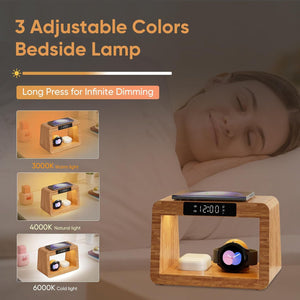 Universal Alarm Clock Lamp with Watch Charger for Apple and Standard Devices - Bamboo Shenanigans lamp alarm clock