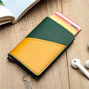 Universal Anti-Theft Card Holder PU Leather for Men Women in US Market - Color Clash Wallet Who Dare to Be Bold united