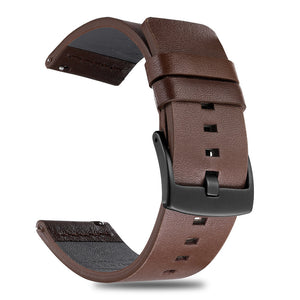 Universal Genuine Leather Strap Brown Strap Black Buckle - Universal Leather Strap with Black and Silver Buckles