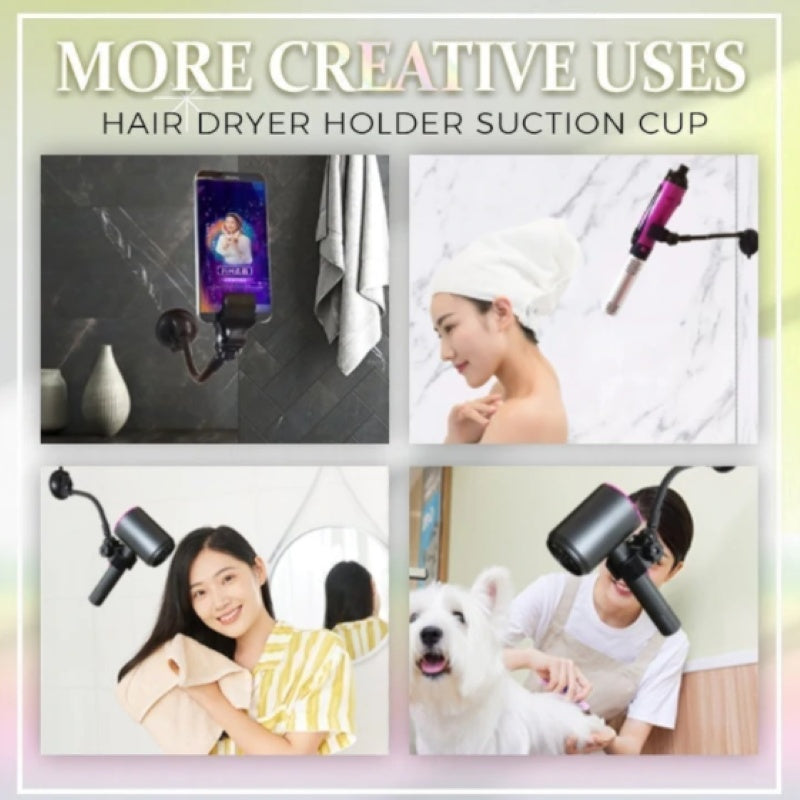 Universal Hair Dryer Bracket with 360° Rotatable Handle and Suction Mount - Bathroom Rotation bathroom hair dryer