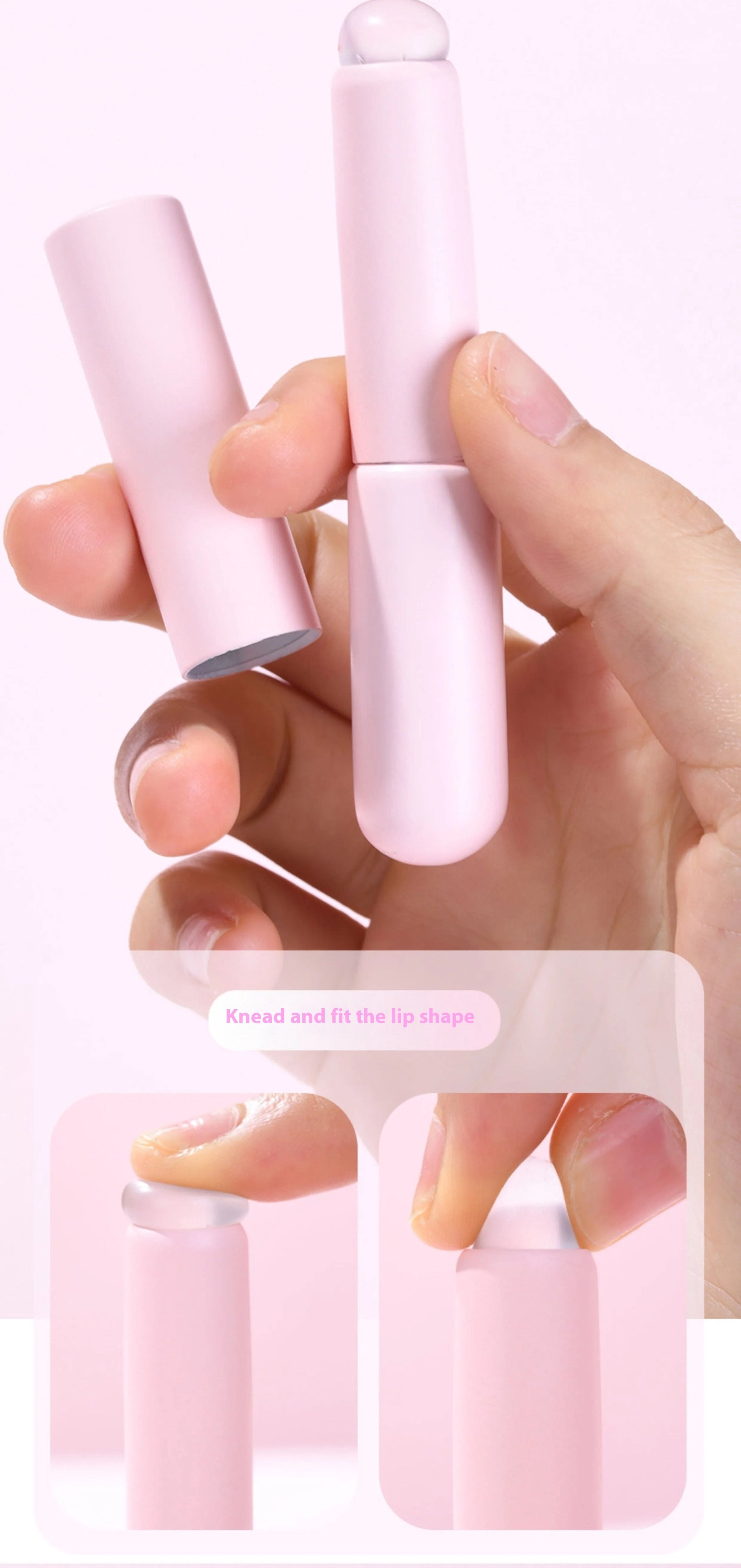 Upgrade Q Soft Portable Silicone Lip Brush with Lidded Handle in Lilac or Peach Pink - upgrade q soft portable silicone