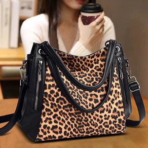 Urban Simple Large Leopard Print Fashion Bag with High Capacity and Zipper - Teleplus urban simple large capacity