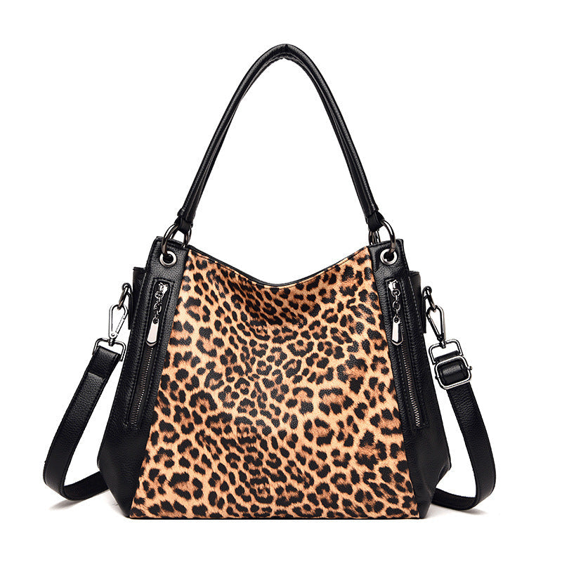 Urban Simple Large Leopard Print Fashion Bag with High Capacity and Zipper - Teleplus urban simple large capacity