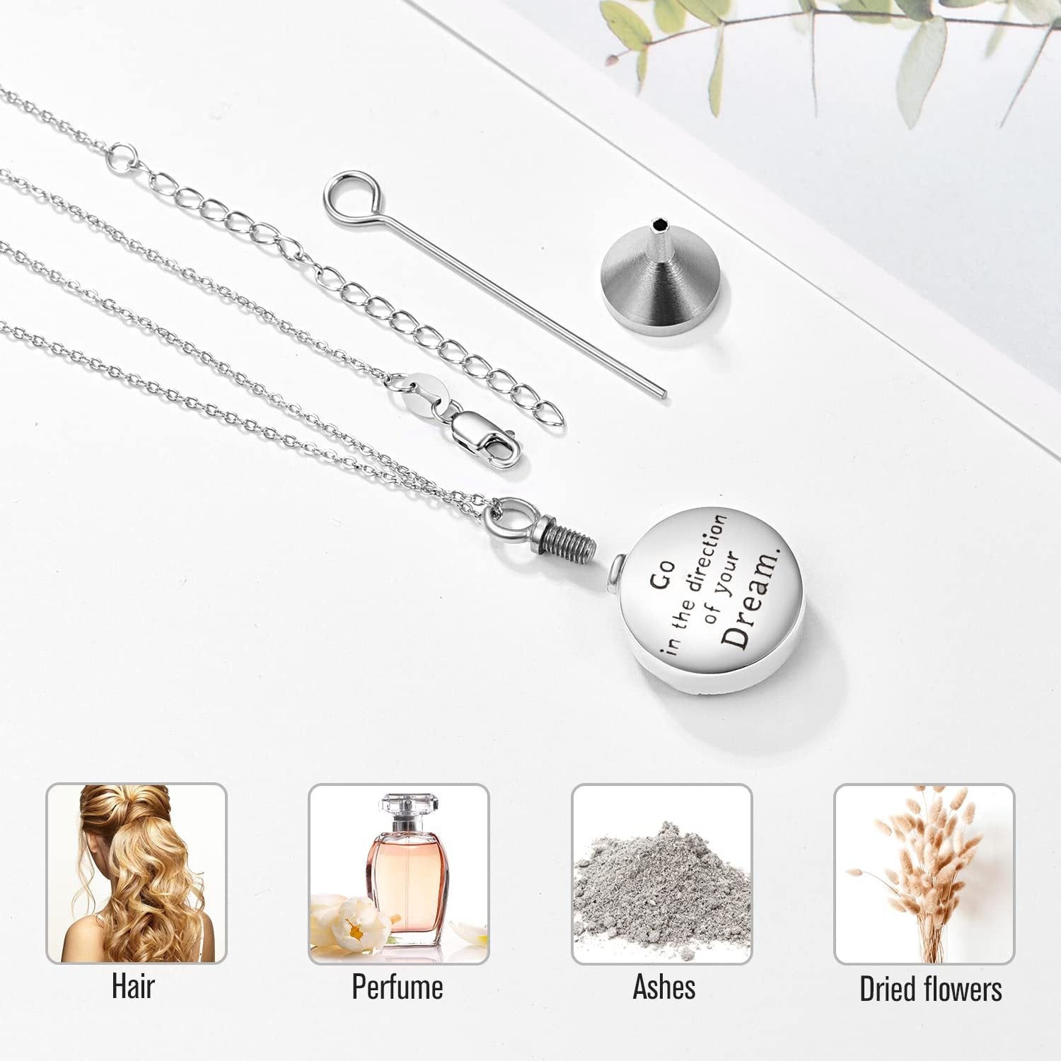 Urn Necklaces Compass 925 Sterling Sliver Keepsake Urns Pendant Ashes Jewelry - Find Your Way with the Compass Urn