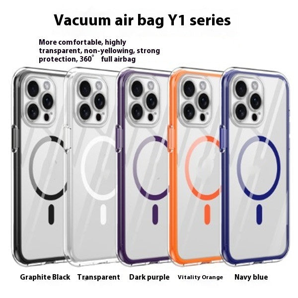 Vacuum Airbag Magnetic Suction All Edge Covered Transparent Shatter Resistant Phone Case - Transparent Shatter