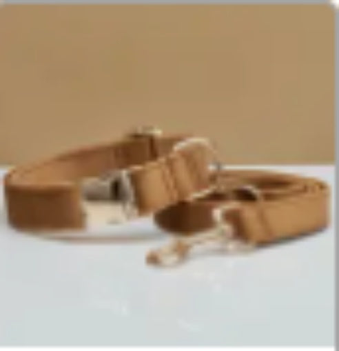 Velvet Dog Collar with Bow Tie Metal Buckle and Soft Cotton Lining - dog collar