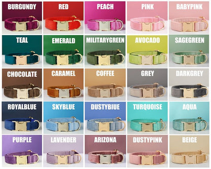 Velvet Dog Collar with Metal Buckle Bow Tie and Soft Cotton Lining - dog collar
