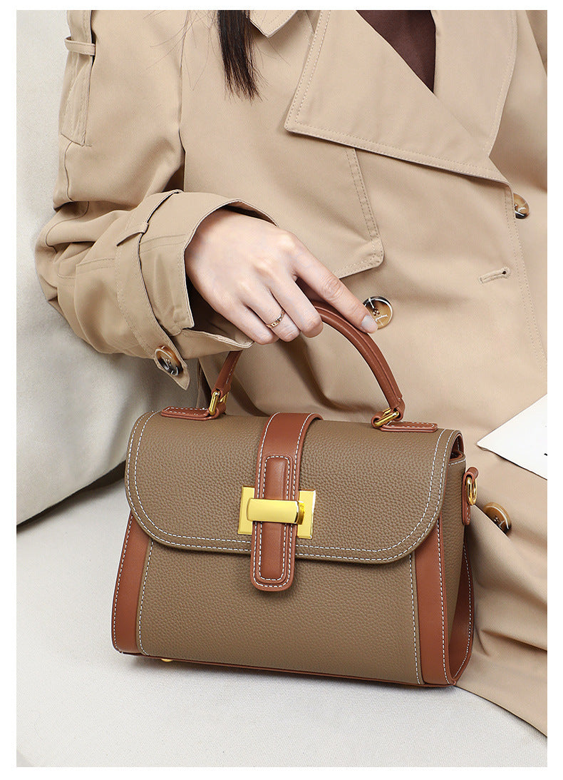 Versatile Advanced Texture Fashion Handbag with Genuine Leather and Elephant Gray Design - Teleplus versatile advanced