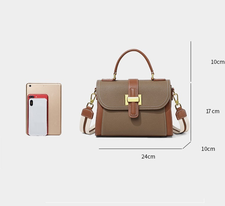 Versatile Advanced Texture Fashion Handbag with Genuine Leather and Elephant Gray Design - Teleplus versatile advanced