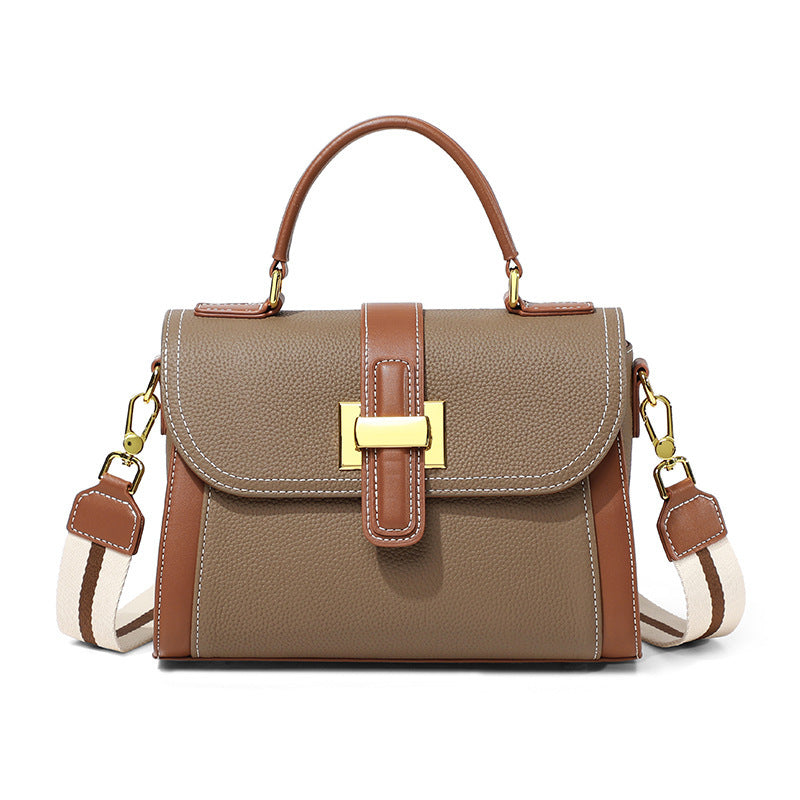 Versatile Advanced Texture Fashion Handbag with Genuine Leather and Elephant Gray Design - Teleplus versatile advanced