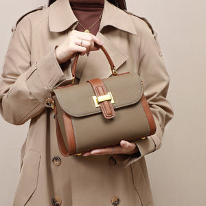 Versatile Advanced Texture Fashion Handbag with Genuine Leather and Elephant Gray Design - Teleplus versatile advanced