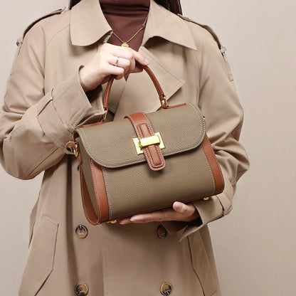 Versatile Advanced Texture Fashion Handbag with Genuine Leather and Elephant Gray Design - Teleplus versatile advanced