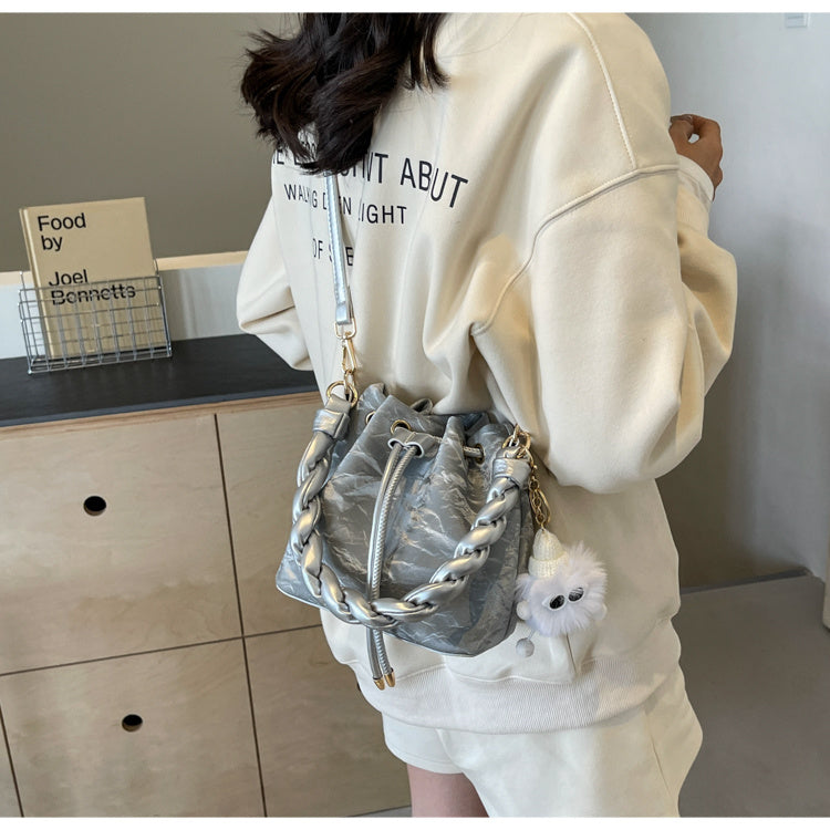 Versatile Bucket Bag Messenger with Soft PU Surface and Magnetic Snap - versatile bucket bag messenger