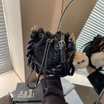 Versatile Bucket Bag Messenger with Soft PU Surface and Magnetic Snap - versatile bucket bag messenger