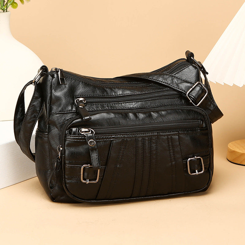 Versatile Casual Retro Messenger Bag with Shoulder Strap and Inner Zipper Pocket - Teleplus for Daily Use shoulder